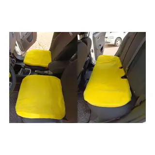 Yumuşak Tüylü Peluş Serme Oto Koltuk Koruyucu Minder Koltuk Kılıfı Ön Arka Sarı