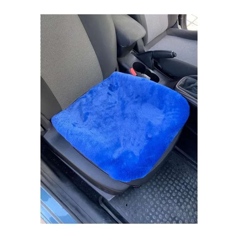 Yumuşak Tüylü Peluş Serme Oto Koltuk Koruyucu Minder Ön Tekli Mavi