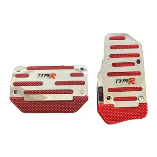 Universal Otomatik Metal Pedal Seti 2 Parça Krom Kırmızı