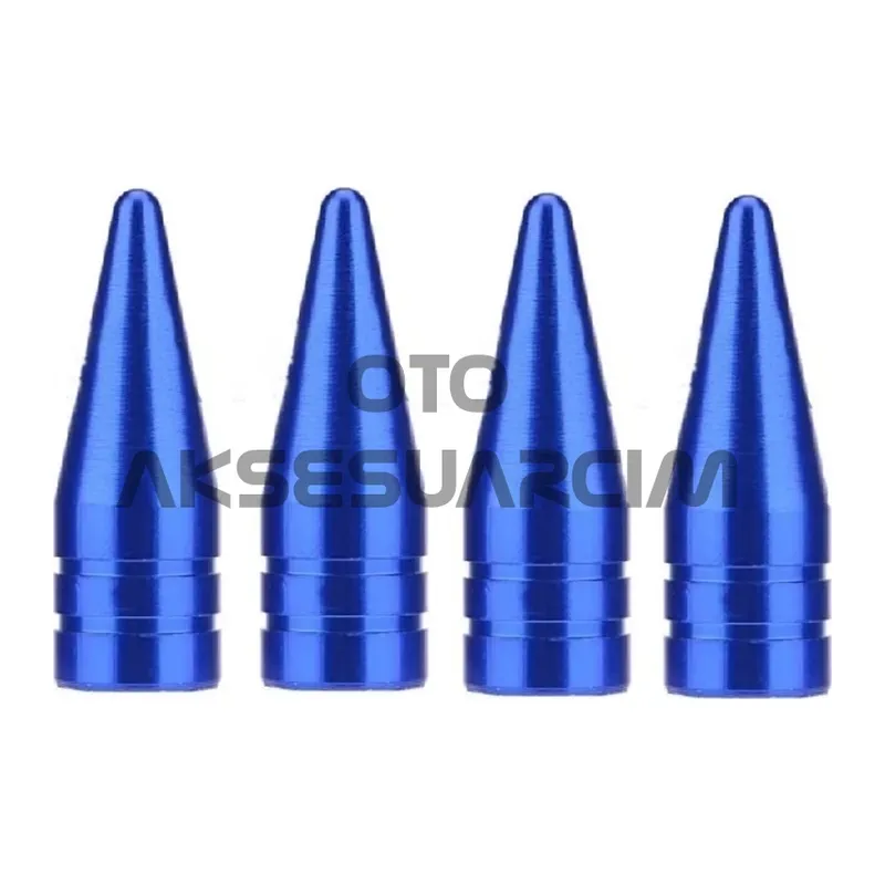 Alüminyum Sivri Sibop Kapağı Mavi 4'lü 32mm