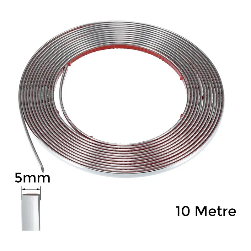 Yapışkanlı Nikelaj Şerit Bant Çıta 5mm 10 Metre Krom