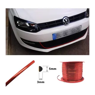 Yapışkanlı Nikelaj Şerit Bant Çıta 5mm 10 Metre Parlak Kırmızı
