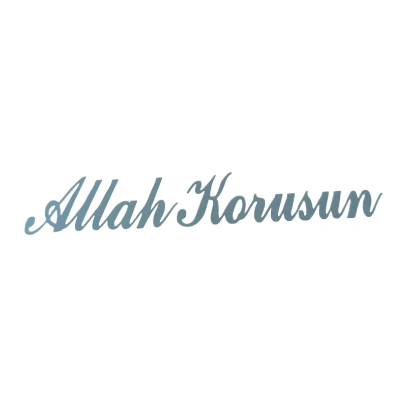 Allah Korusun Yazılı Oto Sticker Gri 14x3cm