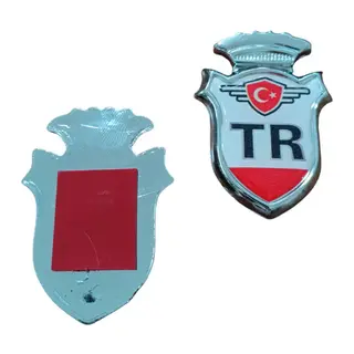 Tr Yazılı Türk Bayraklı Arma Damla Etiket Kırmızı 2'li
