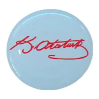 K.Atatürk İmzalı Yuvarlak Etiket Damla Sticker Kırmızı 3cm