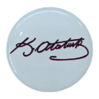K.Atatürk İmzalı Yuvarlak Etiket Damla Sticker Siyah 3cm
