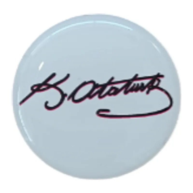 K.Atatürk İmzalı Yuvarlak Etiket Damla Sticker Siyah 3cm