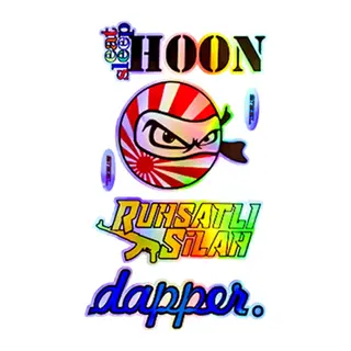 Eat Sleep Hoon Ruhsatlı Silah Dapper Yazılı Hologram Efektli Arka Cam Stickeri 30x20cm