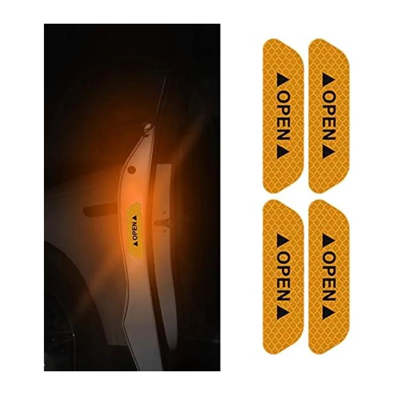 Araba Kapı Açık Uyarı Reflektörü Etiket Sticker 4'lü 9.5x2.5cm Sarı