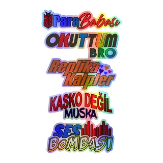 Para Babası Okuttunmu Bro Replika Kalpler Kasko Değil Muska Yazılı Hologram Efektli Arka Cam Stickeri 30x20cm
