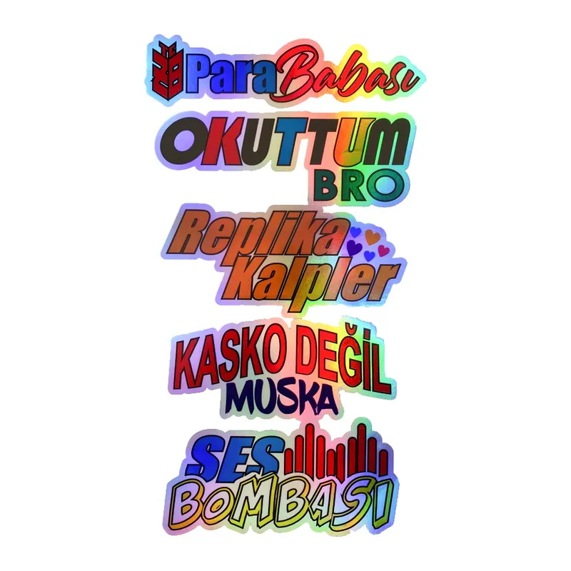 Para Babası Okuttunmu Bro Replika Kalpler Kasko Değil Muska Yazılı Hologram Efektli Arka Cam Stickeri 30x20cm