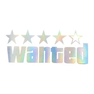 Wanted Yazılı Hologram Efektli Cam Stickeri 20x9cm