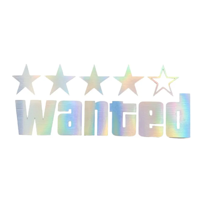 Wanted Yazılı Hologram Efektli Cam Stickeri 20x9cm