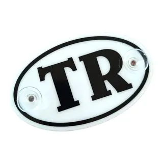 TR Plaka Oval Vantuzlu Pleksi Cam Süsü Beyaz 13x8cm