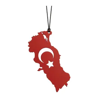Araç İçi Dikiz Aynası Süsü Türkiye Haritası 9x4 cm Kırmızı