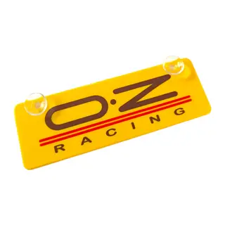 O.Z Racing Sarı Dekor Plaka Vantuzlu Cam Süsü 22x7.5cm