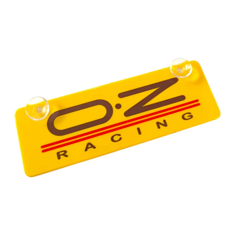 O.Z Racing Sarı Dekor Plaka Vantuzlu Cam Süsü 22x7.5cm