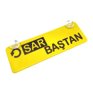 Sar Baştan Yazılı Sarı Dekor Plaka Vantuzlu Cam Süsü 22x7.5cm