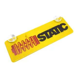 STATIC Kırmızı Siyah Yazılı Sarı Dekor Plaka Vantuzlu Cam Süsü 22x7.5cm