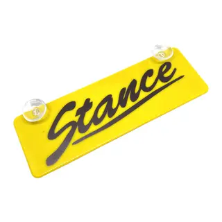 Stance Yazılı Sarı Dekor Plaka Vantuzlu Cam Süsü 22x7.5cm