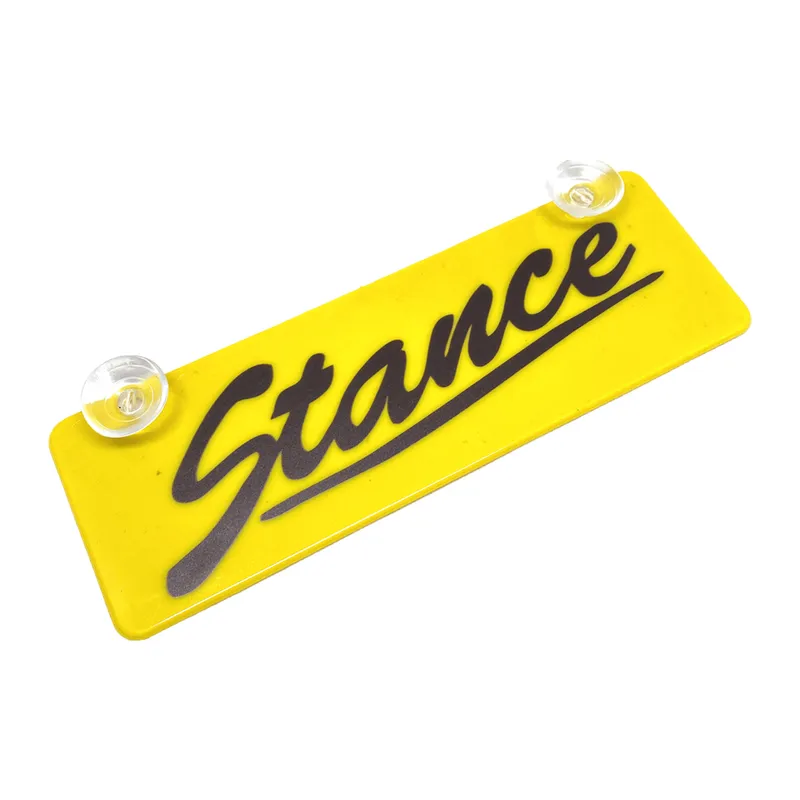 Stance Yazılı Sarı Dekor Plaka Vantuzlu Cam Süsü 22x7.5cm