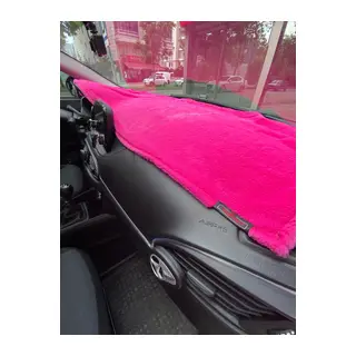 Yumuşak Tüylü Oto Torpido Bagaj Üstü Örtü Peluş Halı Fuşya Pembe 130x40cm