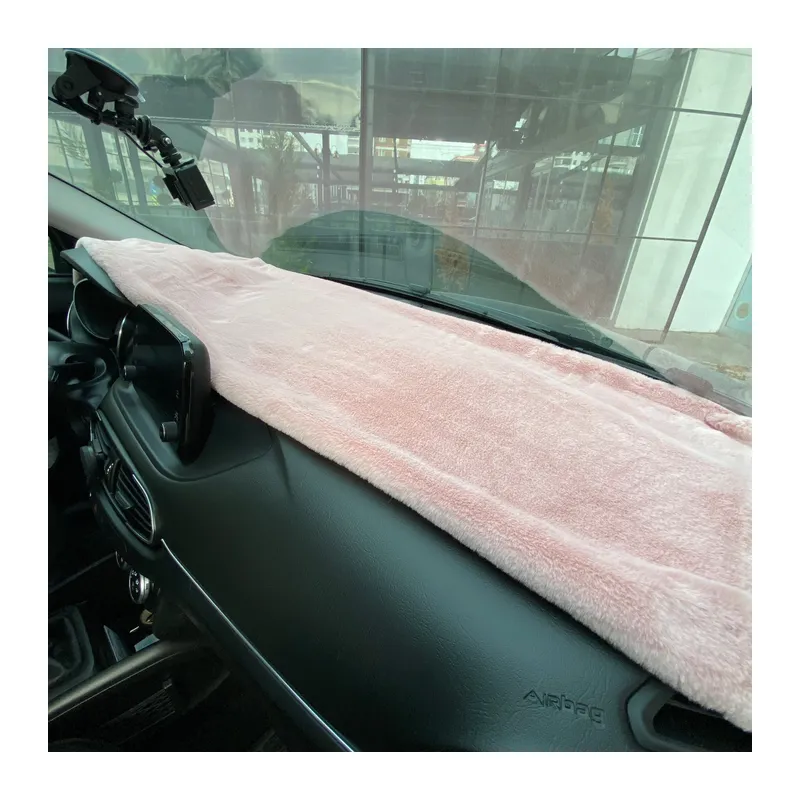 Yumuşak Tüylü Oto Torpido Bagaj Üstü Örtü Peluş Halı Pudra Pembe 130x40cm