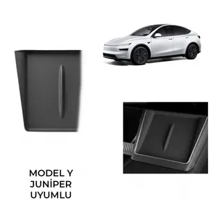 Tesla Model Y Juniper Premium 2025 ve Üzeri Uyumlu Ön Konsol Kablosuz Şarj Pedi Kaymaz Silikon Matı Siyah