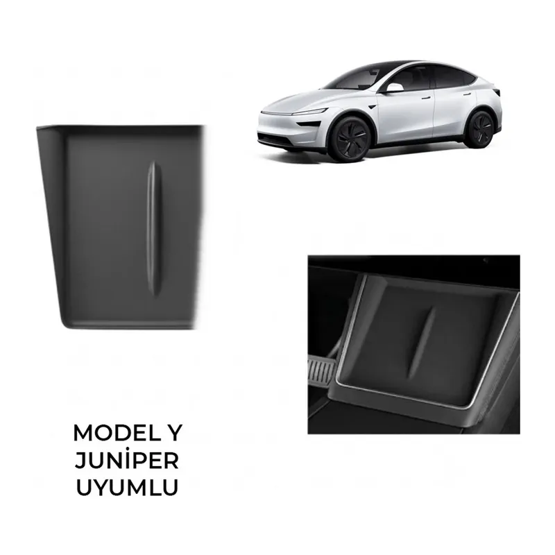 Tesla Model Y Juniper Premium 2025 ve Üzeri Uyumlu Ön Konsol Kablosuz Şarj Pedi Kaymaz Silikon Matı Siyah