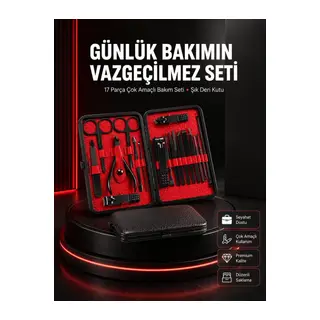 17 Parçalık Profesyonel Manikür Seti – Paslanmaz Çelik Yeni Nesil