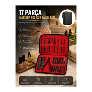 Paslanmaz Çelik 17 Parça Manikür Pedikür Seti Ve Taşınabilir Şık Çanta