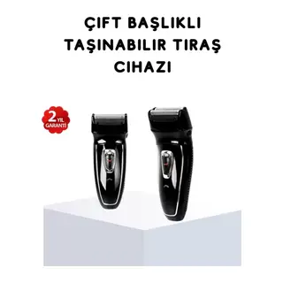 Kablosuz Tıraş Makinesi Çift Başlıklı Kuru Tıraş Folyo Başlık Şarj Göstergeli