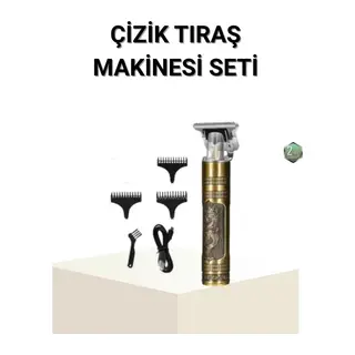 T Bıçaklı Profesyonel Çizik Tıraş Makinesi Seti – 120 Dakika Kullanım, Şarjlı & Kablolu