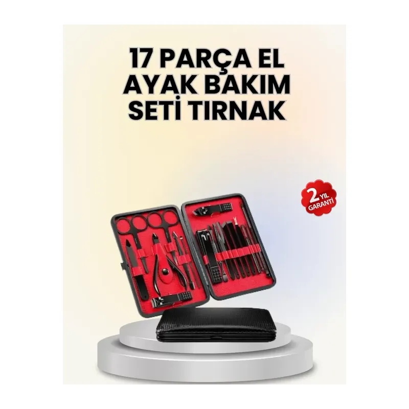 17 Parçalık Deri Kaplamalı Manikür Seti