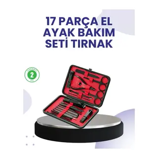 Taşınabilir Deri Kutulu 17 Parça Manikür Seti