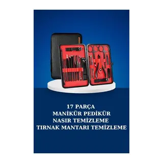 17 Parça Manikür Seti Taşınabilir Özel Çantalı El Ve Ayak Bakımı Tırnak Batığı Temizleme