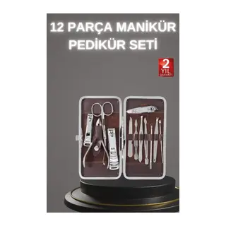 12 Parça Paslanmaz Çelik Kompakt Ve Taşınabilir Manikür Makası Tırnak Makası