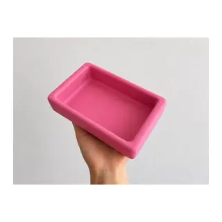 Dikdörtgen Model Beton Kedi Köpek Mama Ve Su Kabı 18 X 10,5 X 4,5 Cm - Pembe