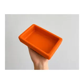 Dikdörtgen Model Beton Kedi Köpek Mama Ve Su Kabı 18 X 10,5 X 4,5 Cm - Turuncu