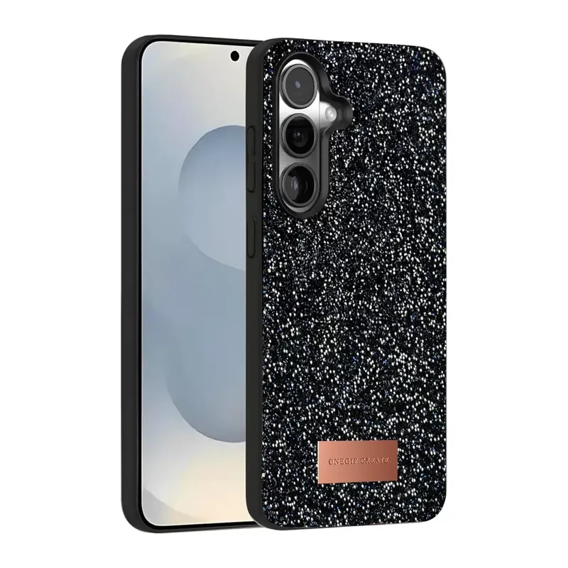 Onegif Samsung Galaxy S25 Bright Simli Kapak - Siyah