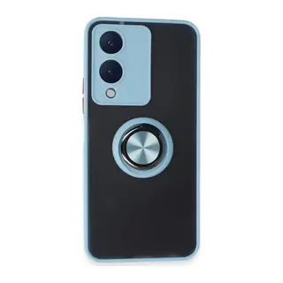 Vivo Y17s Kılıf Montreal Yüzüklü Silikon Kapak - Buz Mavi