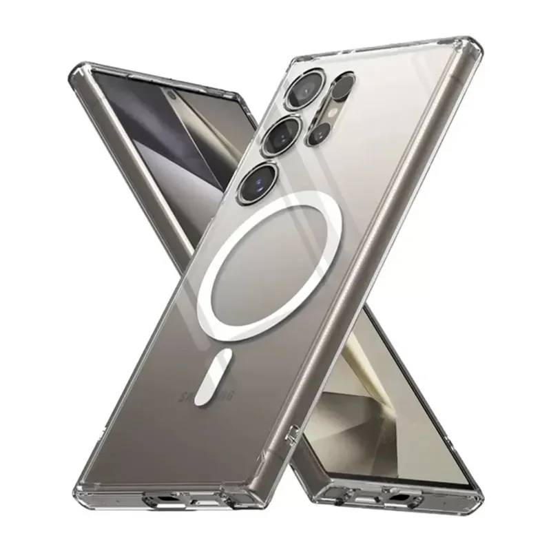 Samsung Galaxy S24 Ultra Kılıf Magneticsafe Şeffaf Silikon - Şeffaf