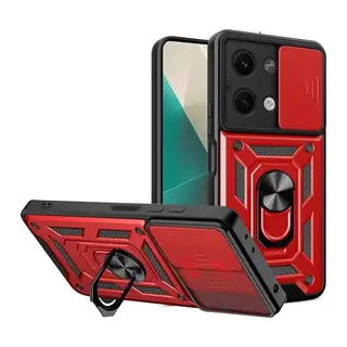 Xiaomi Poco X6 Kılıf Pars Lens Yüzüklü Silikon - Kırmızı
