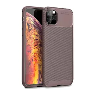 Apple İphone 11 Pro Kılıf Auto Focus Karbon Kapak - Kahverengi