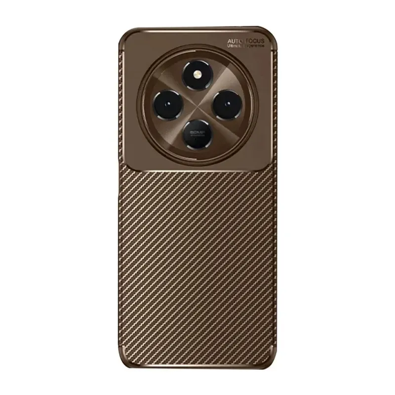 Xiaomi Redmi 14c Kılıf Auto Focus Karbon Kapak - Kahverengi