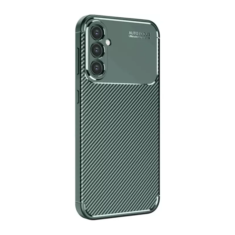 Samsung Galaxy S25 Kılıf Auto Focus Karbon Kapak - Koyu Yeşil