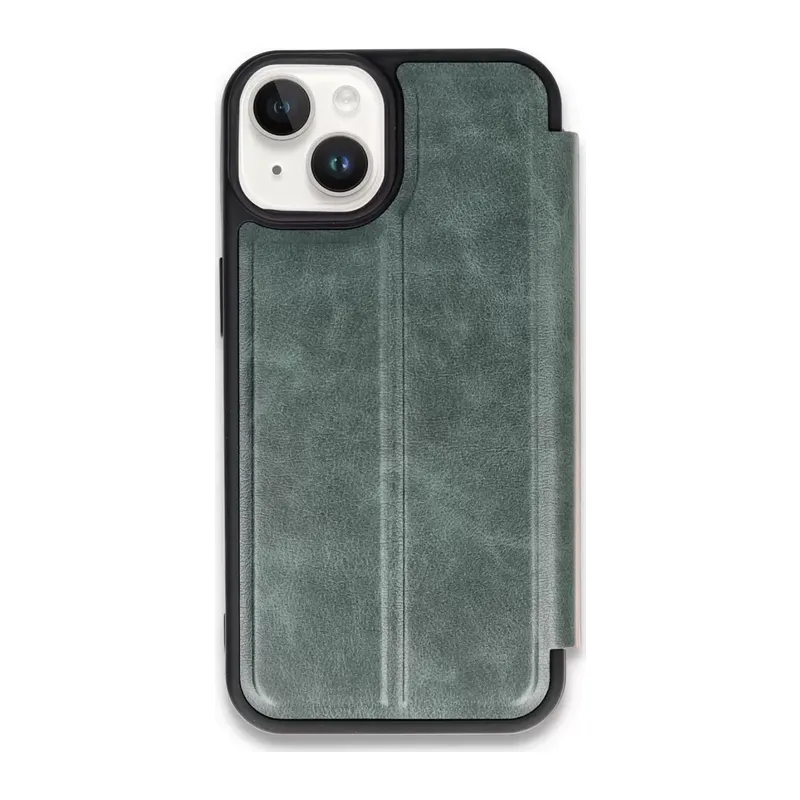 Apple İphone 14 Kılıf Flip Cover - Koyu Yeşil