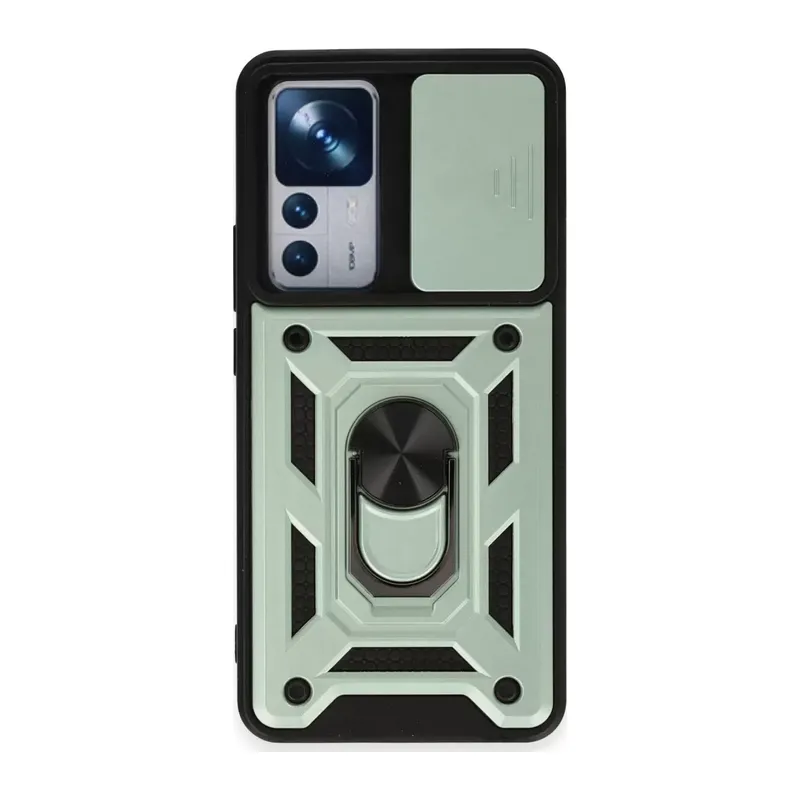 Xiaomi Mi 12t Pro Kılıf Pars Lens Yüzüklü Silikon - Yeşil