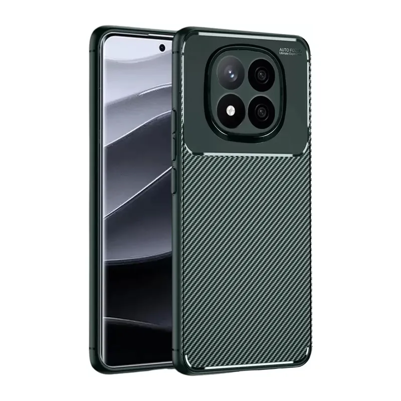 Xiaomi Redmi Note 14 Pro 5g Kılıf Auto Focus Karbon Kapak - Koyu Yeşil