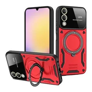 Samsung Galaxy S25 Edge Kılıf Joy Lens Standlı Kapak - Kırmızı